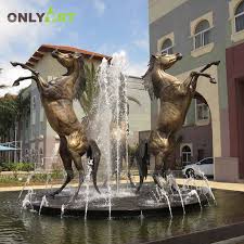 Three Metal Bronze Jumping Horse Statue