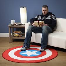 captain america printed round rug