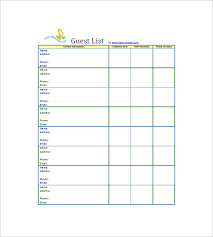 Baby Shower Guest List Template 8 Free Word Excel Pdf