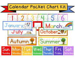 Pocket Chart Childrens Calendar Pocket Chart Cards School Calendar Cards Instant Digital Download