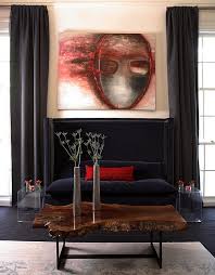 red black and white interiors living