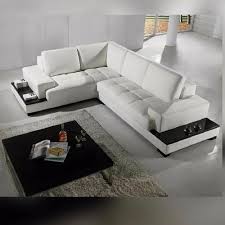 White Wooden L Shape Sofa For Home