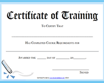 Free Printable Certificates Of Training Awards Templates