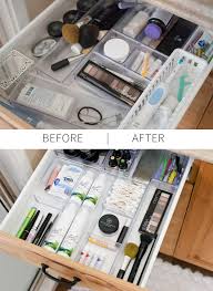 organizing bathroom drawers and