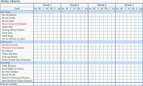 Weekly Chore Chart Template Easy Template Example Threeroses Us