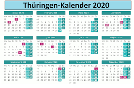 Kalender 2021 zeitig bestellen, bedeutet das neue jahr früh und effizient zu organisieren. Druckbare Kalender Thuringen 2020 Excel Pdf Word Schulferien Kalender 2020 Zum Ausdrucken