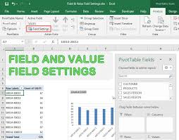 value settings with excel pivot tables