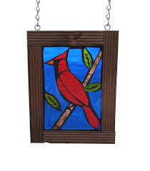 Red Cardinal Bird Stained Glass Mosaic