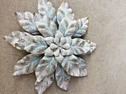 Blue Distressed White Metal Flower