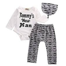 Toddler Kids Baby Boy 3pcs Outfits Set Mommys New Man T Shirt Tops Moustache Long Pants Hat