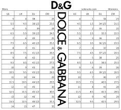 dolce gabbana shoes size chart