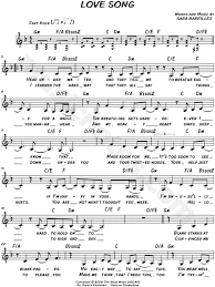 Sara bareilles love song with lyrics and a few pics thrugh out the song Sara Bareilles Love Song Sheet Music Leadsheet In F Major Transposable Download Print Sku Mn0114007