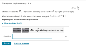 Equation For Photon Energy E
