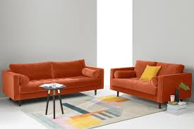 scott 3 seater sofa burnt orange velvet