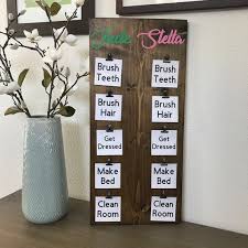 Personalized Two Name Chore Chart Wood Sign Kids Chore Chart Two Child Chore Chart Sign