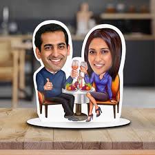 dinner date couple caricature gifts