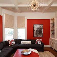 red and black family rooms design ideas