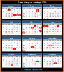 Further theory just for calendar 2020 pdf malaysia is malaysia holidays calendar templates excel printable calendar 2020 with malaysia holidays. Bursa Malaysia Stock Exchange Holidays 2020 Holidays Tracker