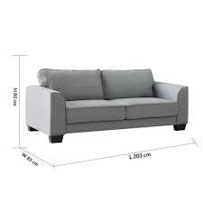 valdez 3 seater fabric sofa grey