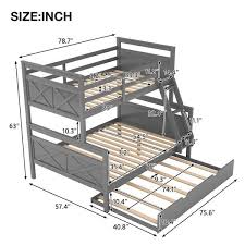 Gray Twin Over Full Bunk Bed With