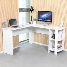 Create a home office with a desk that will suit your work style. White L Shaped Computer Desk Corner Pc Table Workstation Home Office W Shelves Ebay