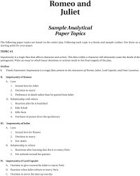 romeo and juliet sample analytical paper topics pdf 