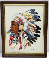 It might feel awkward at first, but *slip eight, cross four, placing all stitches back on left needle and knit* slip 4, cross two, knit last four stitches. Framed Native American Indian Chief Amp Headdress Cross Stitch Needlework 13x16 Cross Stitch Cross Stitch Freebies Cross Stitch Embroidery