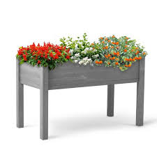 elevated wooden planter box