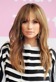 celebrity long hair with bangs styles