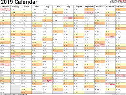 2019 Calendar Download 18 Free Printable Excel Templates