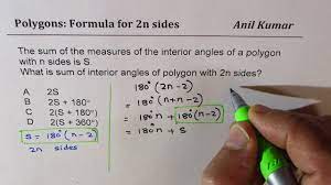 formula for sum of interior angles in