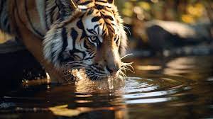 premium ai image tiger drinking water