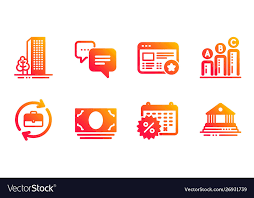 Dots Message Buildings And Graph Chart Icons Set