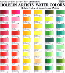 Holbein Artists Watercolur Paint Hand Painted Color Chart