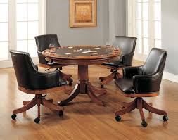 Dining table with six chairs in good condition. Picture Of Kitchen Table With Rolling Chairs
