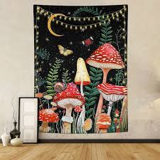 Mushroom Tapestry Moon And Stars Wall