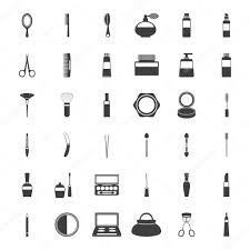 set of beauty and makeup icons stock