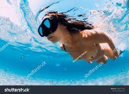 Naked Woman Free Diver Glides Over Stock Photo 1492617470 | Shutterstock