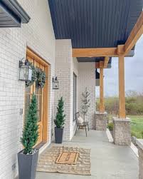 minimalist modern front porch with wood