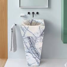 White Marble Pedestal Cone Shaped Sink