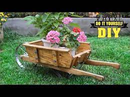 Diy Wooden Wheelbarrow In The Garden