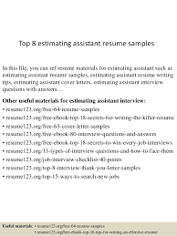 Top 8 Estimating Assistant Resume Samples