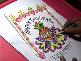 How To Draw Dussehra Color Greeting Drawing Step By Step