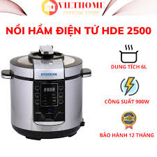 Nồi hầm, nồi áp suất điện tử Huyndai HDE 2500-6L,900 W,chống dính,thông  minh- hàng chính hãng giá tốt bảo hành 12 tháng. - Nồi hầm chậm