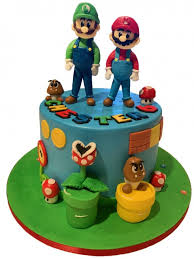 Super mario brothers edible round birthday cake topper decoration personalised. Mario Luigi Cake