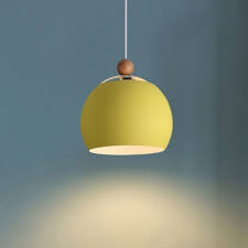 Orb Lighting Fixture Macaron Modern Iron Single Light Pendant Lamp In Green Yellow Beautifulhalo Com