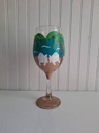 Beach Wine Glass Hand Painted Summer
