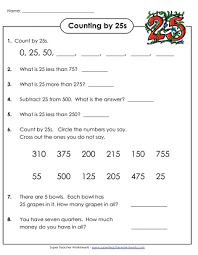 Worksheets For Skip Counting By 25s