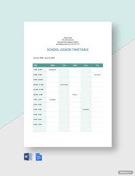 lesson timetable template