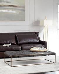 Gray Tufted Leather Coffee Table